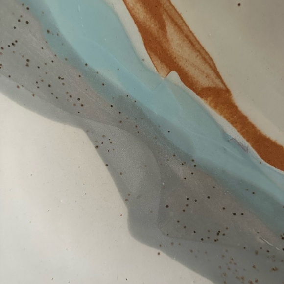 Vintage Art Pottery Abstract Ceramic Plate Dish with Earthy Tones - Picture 3 of 5